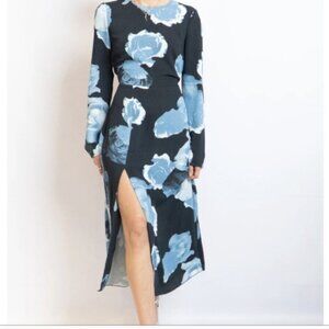 Babaton Aritzia Women Fit & Flare‎ Blue Print Dress Size 2